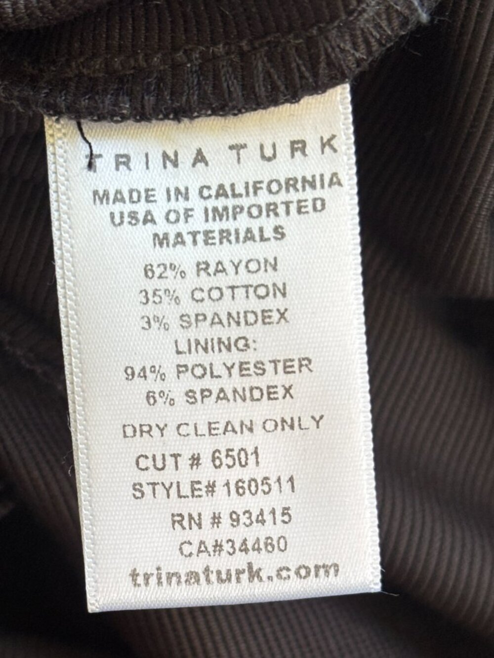 Trina Turk Black Crystal-Hem Cropped Pants — Size 2 Like New - Picture 5 of 5
